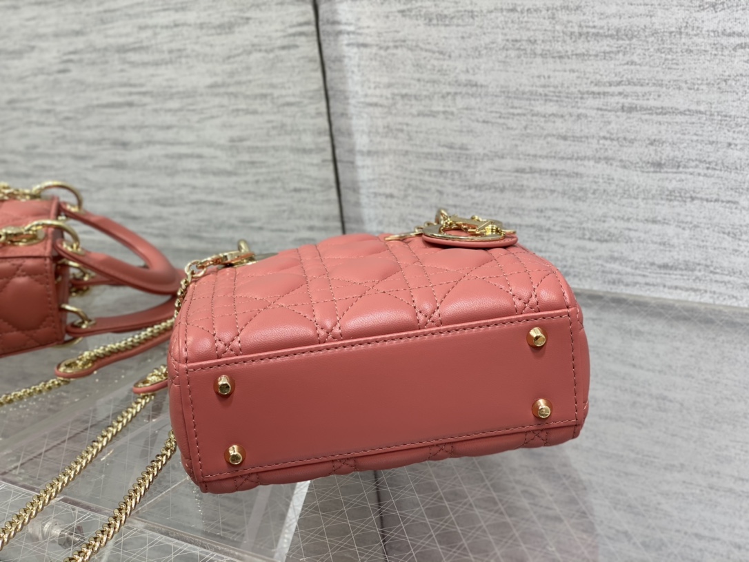 Mini Lady Dior Bag Coral Cannage Lambskin